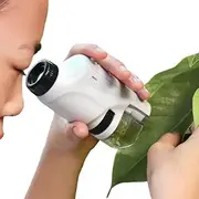 [TimeVrinql] Children's Portable Microscope, Pocket Handheld Zoom Micro Microscope with high Definition LED Light for Student microbiological Observation Preschool Home Learning Educational Toys（White）