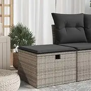Garden Stool with Cushion Grey 55x55x37 cm Poly Rattan,Outdoor Garden Stool with Storage and Thick Cushion for Comfortable Patio Seating