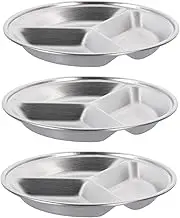ULTECHNOVO 3Pcs Stainless Steel Divided Sauce Dishes Round Kitchen Condiment Plates for Seasonings Spices and Appetizers Silver Design for Various Occasions