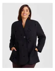 [Taking Shape] Daisy Sparkle Quilt Natural Jacket in Black