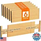 Lifewit 6 Pack Drawer Dividers Bamboo 6" High, 16-22" Adjustable Clothes Draw