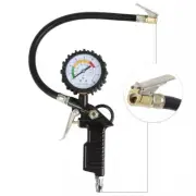 Car Truck Tire Inflator w/ Pressure Gauge Air Chuck Rubber Hose 220 PSI