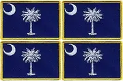 [Patchion] Set of Four - Flag of South Carolina - Black VeIcro/Hook and Loop Backing - Embroidered Patch/Badge/Emblem