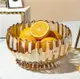網紅水果盤家用現代客廳高腳果盆創意輕奢水晶玻璃簡約干果糖果盤