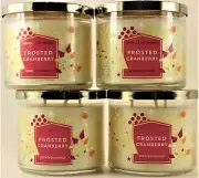 QTY 4 - Bath & Body Works White Barn FROSTED CRANBERRY 3-Wick 14.5 Oz Candle