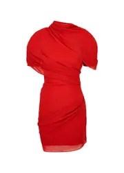 Jacquemus La Robe Castagna Draped Chiffon Mini Dress - Red - 36 (UK8 / S) 36 (UK8 / S)