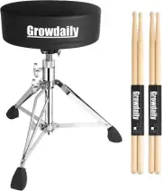 Thick Padded Adjustable Drum Throne with 5A Drumsticks - Ultimate Comfort
