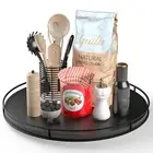 TIDITA 18" Acacia Wood Lazy Susan Turntable with Metal Frame for Table Top - ...