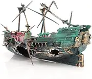 Mellisso Large Aquarium Shipwreck Decor Boat Plastic Set Resin Ship Fish Tank Ornaments for Aquarium Decor Accessories