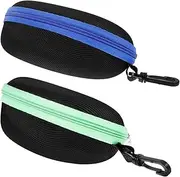 [JEWEDECO] 2pcs Sunglasses Case Durable Eyeglasses Storage Organizer with Zipper Lightweight Travel Holder for Women Simple and Elegant Design and Zipper Colors