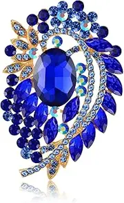 [YOQUCOL] Rhinestone Crystal Flower Big Brooch Pin for Women Vintage Large Brooches for Dress Hat Shawl Decoration, crystal, cubic-zirconia
