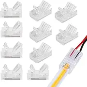 [Paifeancodill] LED Light Strip Connectors - 2Pin, 10 Pcs Lighting Connector, 10mm Wide Unwired Gapless Solderless Strip to Wire Quick Adapter for Waterproof/Non-Waterproof Single Color LED Light Strip