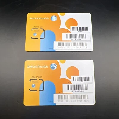 New Unactivated AT&T Micro SIM card •Prepaid & Postpaid • 4G (2pack)