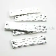6 Pieces Oxidized Silver Tone Base Metal Hammered Texture Link -40x13mm (36261Y)