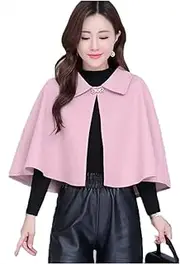 [TONGFANTFL] Women's Wool Blend Capelet Capes Hooded Warm Poncho