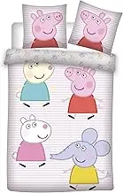 Peppa Pig Cot Bedding Set, Reversible Junior Duvet Cover 100 x 140 cm and Pillowcase 40 x 45 cm, 100% Cotton