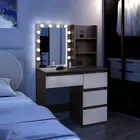 Hollywood Vanity Table Dressing Makeup Table with with 12 LED Lighted Mirror Des
