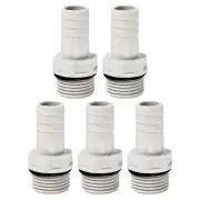 Hose Barb Fitting 15mm Barbed G1/2 Male Thread, 5 Pack Pipe Connector, Grey