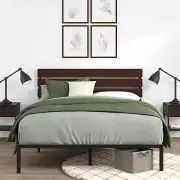 Queen Bed Frame Figari Bamboo and Metal Industrial Bed Frame Solid Wood