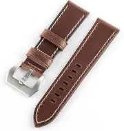 [ALMVIS] 19mm/20mm/21mm/22mm Real Horween Holwin Watchband Leather Horse Retro Vintage Man Watch Style Handmade Oil Wax Fit for GS Oris(Brown,20mm)