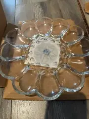 Princess House Fantasia Crystal Deviled Egg Server Platter 10" #591 New In Box