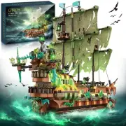 Pirate Ship Building Set with LED Lights, Pirate Ghost Ship Model Kit for Adu...