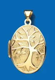 Tree Of Life Oval Locket Yellow Solid 9ct Gold