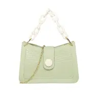 2 Pcs Fashion Stone Pattern Women Chain Shoulder Bag Simple PU Leather Solid Color Crossbody Handbags Small Phone Clasp Purses Wristle