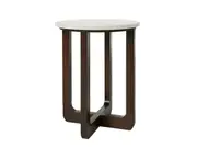 Lotus Bedside Table (Stone Top) - Chocolate