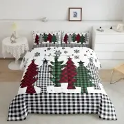 Kids Christmas Pine Tree Comforter Set King Size,Snowflake Colorful Bedding S...