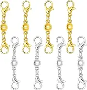 [Oilzorr] Sterling Silver Magnetic Clasp, Double Lobster Closure, Magnetic Necklace Clasps and Closures,925 Sterling Silver Double Lobster Clasp Magnetic Jewelry Clasps for Necklaces (4gold+4silver)