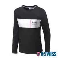 在飛比找momo購物網優惠-【K-SWISS】長袖T恤 Panel Tee-女-黑(19