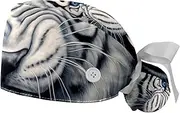 [YTYVAGT] 2-Pc,Gourd-Shaped Working Cap,Fisherman Hat with Buttons and Cotton Sweatband,Scary Tiger Portrait