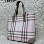 近全新 BURBERRY 博柏利 手提包 粉紅色 皮革 日本直送 二手