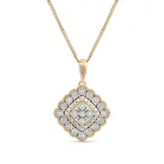 0.07 CT. T.W. Natural Diamond Scallop Frame Antique Vintage-Style Pendant in 10K Yellow Gold