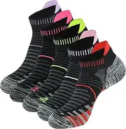 Bauvale Women's Anti Sweat Odor Resistant Low Cut Quarter Crew Sneaker Compression Running and Cycling Socks