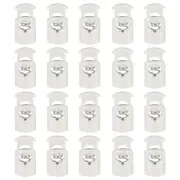 20pcs Cord Lock Single Hole Spring Toggle Stopper for Drawstring, White