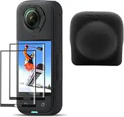 Lens Cap for Insta360 X5/X4, Insta 360 X5/X4 Tempered Glass Film Screen Cover with Silicone Case Protector for Insta 360 ONE X5/X4 Lens Guard Accessories