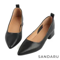 在飛比找momo購物網優惠-【SANDARU 山打努】跟鞋 尖頭素面日常粗跟鞋(黑)