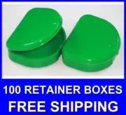 100 Green Denture Retainer Box Orthodontic Dental Case Mouth Bleach Brace Teeth.
