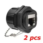 2 PACK - CAT6 RJ45 Outdoor Shielded Waterproof Panel Mount Coupler w/Dust Cap
