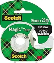 Scotch Magic Tape, 1 Roll on Handheld Dispenser, 19 mm x 25 m - Invisible Tape, for Wrapping, Labelling Christmas Cards and Presents, Essential Christmas Supplies​