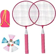 CLISPEED 1 Set Badminton Racket Set Portable Durable Badminton Training with Skid Handle Includes Rackets Shuttlecocks for Aged Eye Catching Design