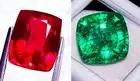 Certified 8 to 10 Ct Natural Red Ruby & Green Emerald Loose Gemstone Pair LM116