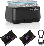 Coyktonty Battery Charger Set for Insta360 X4,Simultaneous Charging of Three Batteries(Rush Charger+2 x 2500mAh batterie