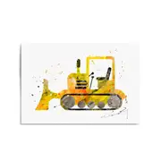 Yellow Digger Boys Bedroom Nursery Toddler Art #1