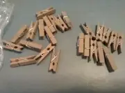 24ct Miniature Hinged Clothespins / Paperclip ~1.5" Primitive Rustic Aged Wood