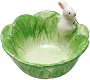 VIKKSAER Easter Candy Dishes Easter Bunny Bowl, Cute Bowl Ceramic, Salad Bowl With Cabbage Rabbit Shaped, Kawaii Candy Bowls for Kids, Microwave Available,Best Kitchen Household Gift