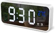 AMIR Newest Digital Alarm Clock with Large Led Temperature Display, Portable Alarm Clock Digital, Snooze Time, Four-Level Adjustable Brightness Dimmer, 13 Music USB Charging Ports for Table Bedroom