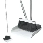 Stand Up Dustpan and Broom Set 50” Long Handle Broom with Dust Pan, 20° Angle...